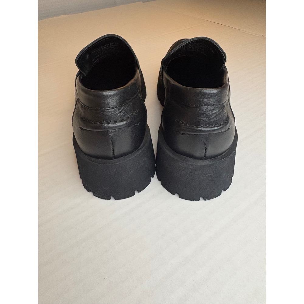 Steve Madden Lawrence Black Leather Chunky Platform Loafers Y2K Academia Sz 5 - Picture 4 of 10